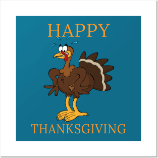 Happy Thanksgiving Funny Cartoon Turkey Day Cool Gift For Holidays Posters and Art